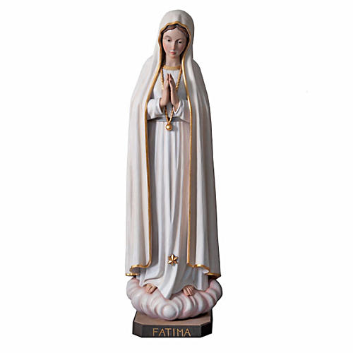 Our Lady of Fatima painted wood statue with crystal eyes 120 cm 1