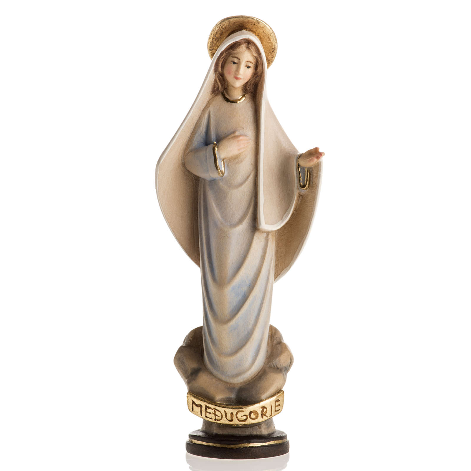 Our Lady of Medjugorje Mod. Linea wooden statue painted | online sales ...