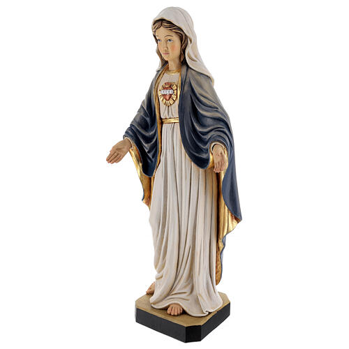 Holy heart of Mary wooden statue painted 3