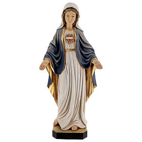 Statue bois sacré coeur de Marie peinte