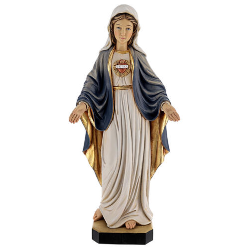 Statue bois sacré coeur de Marie peinte 1
