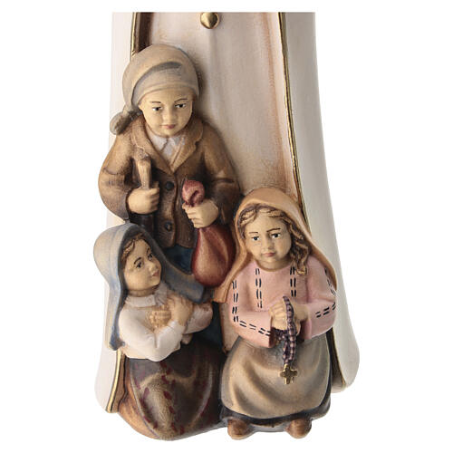 Imagem Nossa Senhora de Fátima com 3 pastorinhos madeira Val Gardena 5