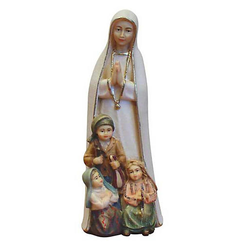 Our Lady of Fatima with Children wooden statue painted 1