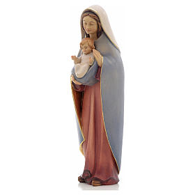 Vierge à l'enfant statue peinte bois Val Gardena