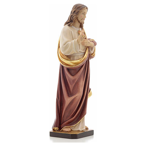 Estatua madera Sagrado Corazón de Jesús pintada Va 4