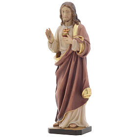 Statue Sacré coeur de Jésus peinte bois Val Gardena