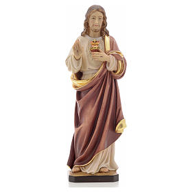 Statua legno Sacro Cuore di Gesù dipinta Val Gardena