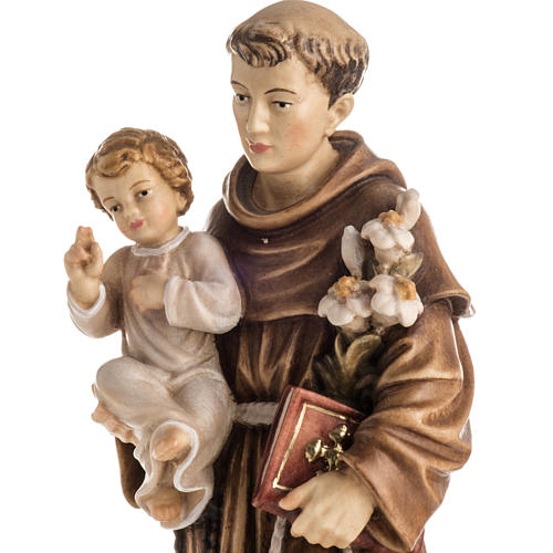 Saint Antony with Child wooden statue painted 3