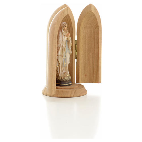 Our Lady of Lourdes, statue in niche in painted wood 4
