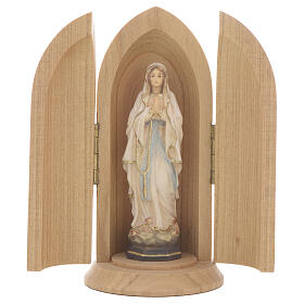 Statua Madonna di Lourdes in nicchia legno dipinto