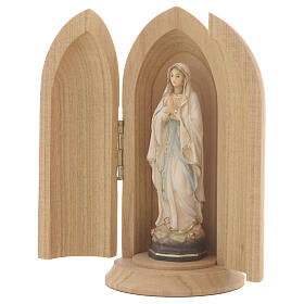 Statua Madonna di Lourdes in nicchia legno dipinto