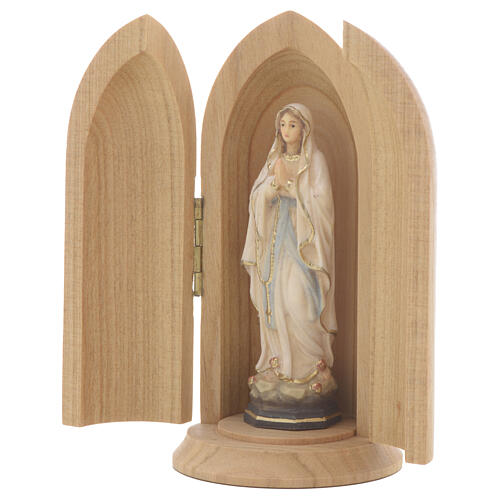 Madonna z Lourdes w niszy figurka malowane drewno 2