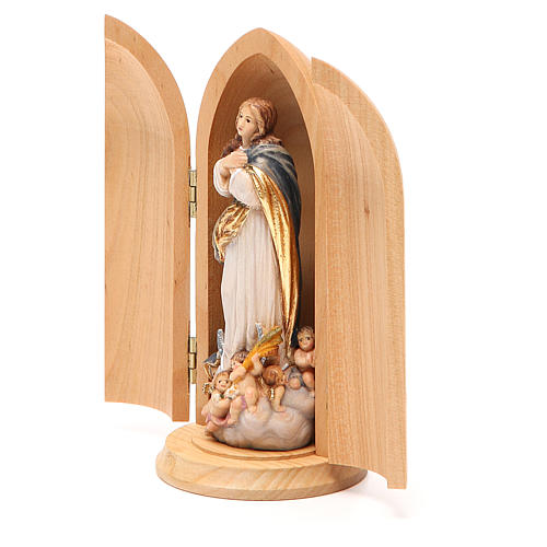 Estatua Inmaculada Murillo madera pintada con nicho 2