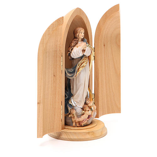 Estatua Inmaculada Murillo madera pintada con nicho 4