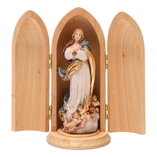 Estatua Inmaculada Murillo madera pintada con nicho 1