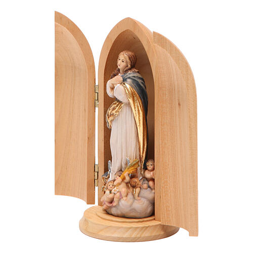 Estatua Inmaculada Murillo madera pintada con nicho 3