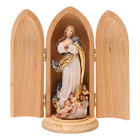 Statue Immaculée Conception de Murillo dans niche bois