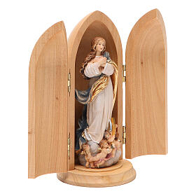 Statue Immaculée Conception de Murillo dans niche bois