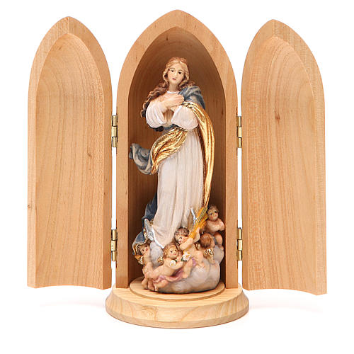 Statua Immacolata Murillo in nicchia legno dipinto 1