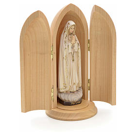 Estatua Nuestra Señora de Fátima con nicho de madera