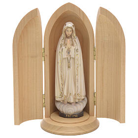 Statue Notre Dame de Fatima dans niche bois peint