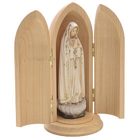 Statue Notre Dame de Fatima dans niche bois peint