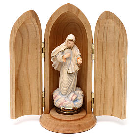 Our Lady Queen of Hope wooden statue painted in niche