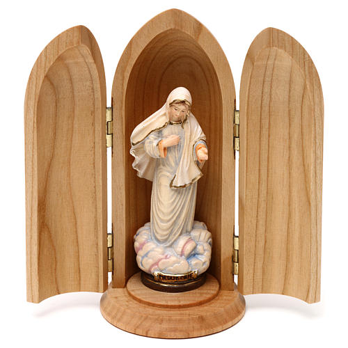 Our Lady Queen of Hope wooden statue painted in niche 1