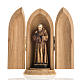 Padre Pio wooden statue painted in niche s1