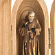 Padre Pio wooden statue painted in niche s3