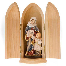 Święta Anna z Maryją figurka w niszy malowane drewno