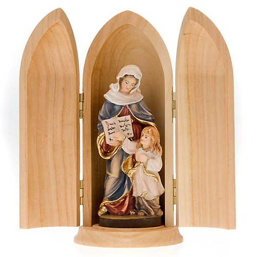 Imagem Santa Ana com Maria no nicho madeira pintada 1
