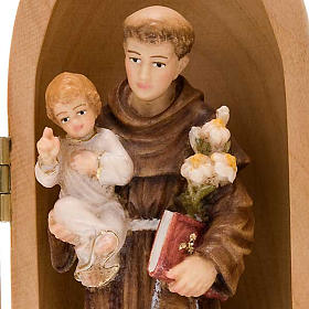 Statue Saint Antoine avec enfant dans niche bois peint
