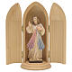 Statue Jésus Miséricordieux dans niche bois peint s1