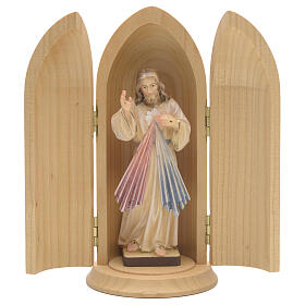 Statua Gesù Misericordioso in nicchia legno dipinto