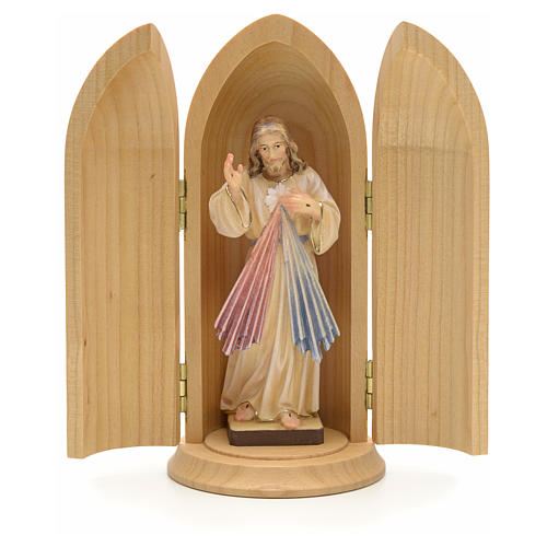 Jezus Miłosierny figurka w niszy malowane drewno 1