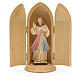 Jesus Mercy wooden statue painted in niche s1
