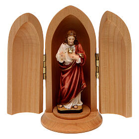Estatua Sagrado Corazón de Jesús y nicho madera pi