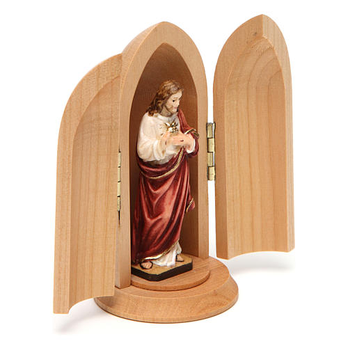 Estatua Sagrado Corazón de Jesús y nicho madera pi 3