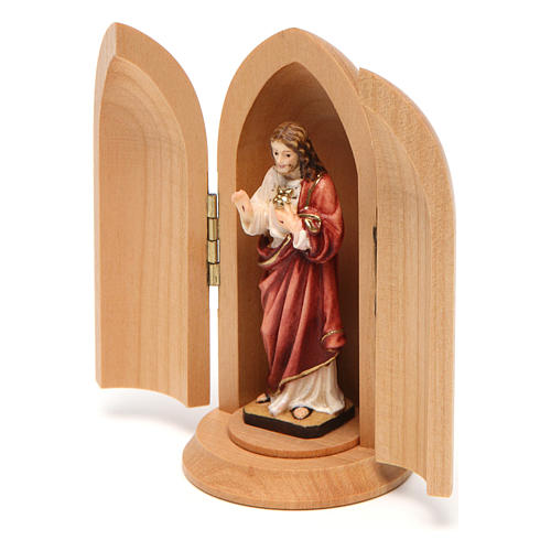 Statue Sacré Coeur de Jésus dans niche bois 2