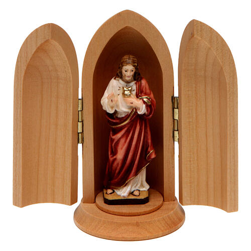 Imagem Sagrado Coração de Jesus no nicho madeira pintada 1