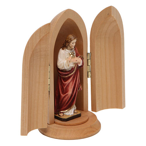 Imagem Sagrado Coração de Jesus no nicho madeira pintada 3
