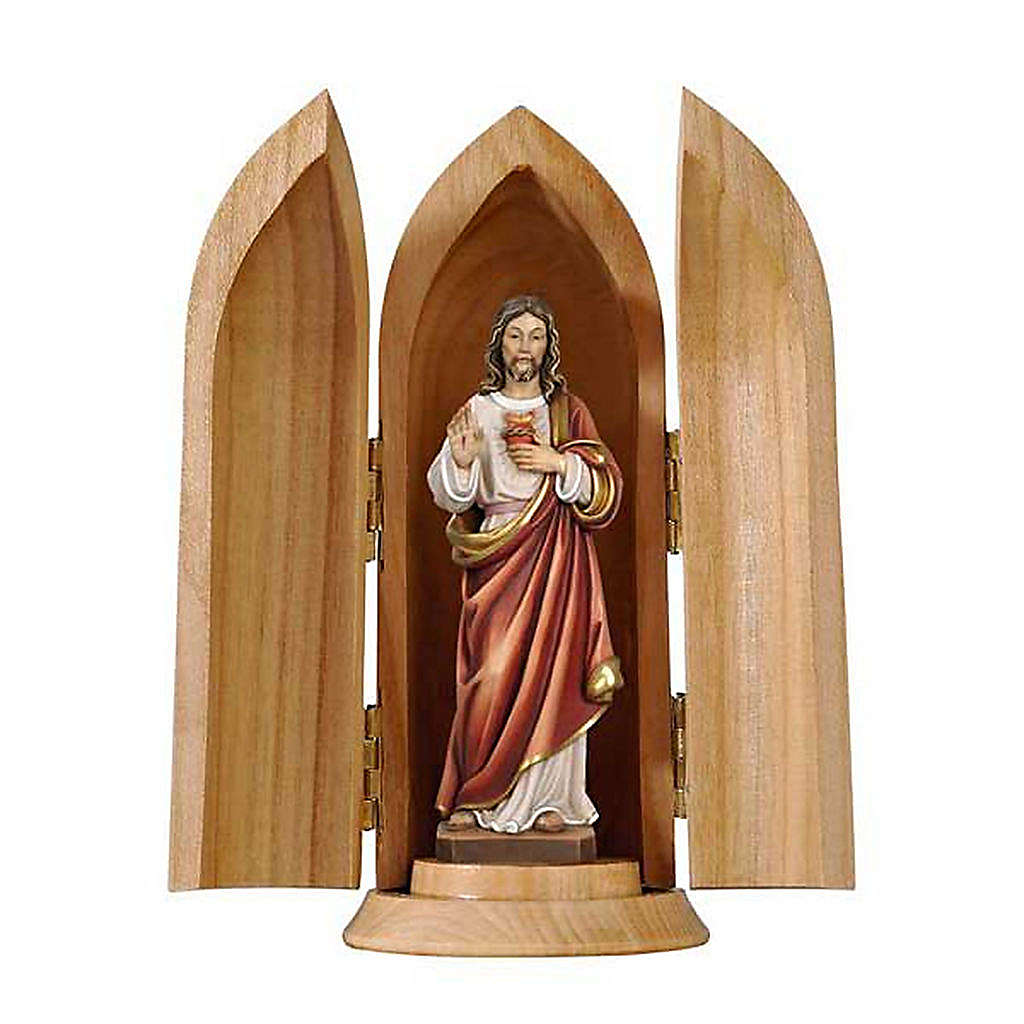 Sacred Heart of Jesus in Nische wooden statue painted online sales on