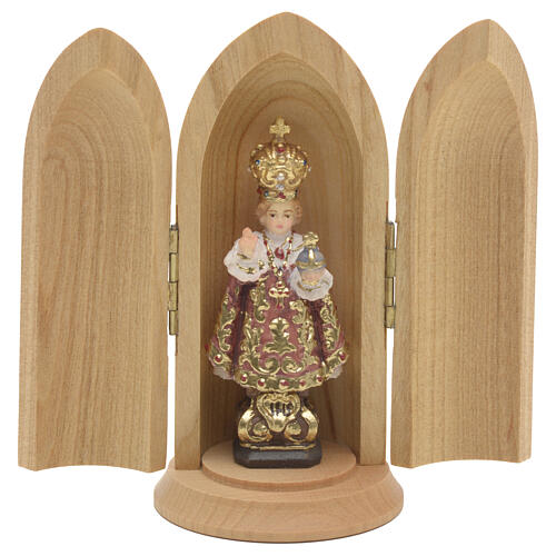 Statua Bambino di Praga in nicchia legno dipinto 1