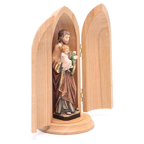 Saint Joseph with Child in Nische wooden statue painted 3