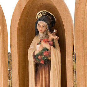 Statue Sainte Thérèse de Lisieux dans niche bois