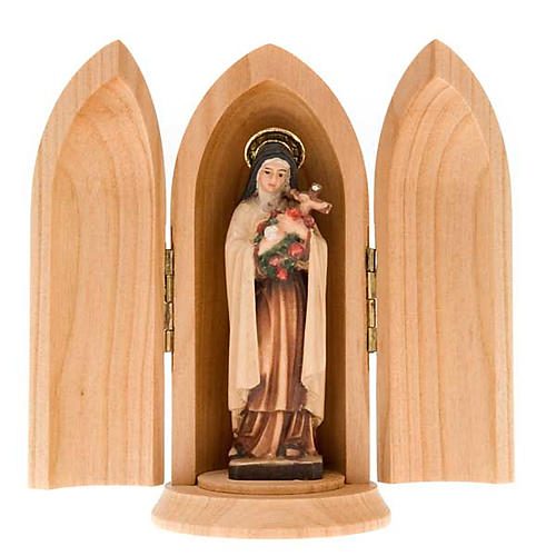 Statua Santa Teresa di Lisieux in nicchia legno dipinto 1