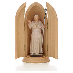 Estatua Papa Juan Pablo II con nicho madera