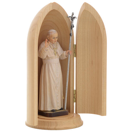 Statue Pape Jean-Paul II dans niche bois peint 3