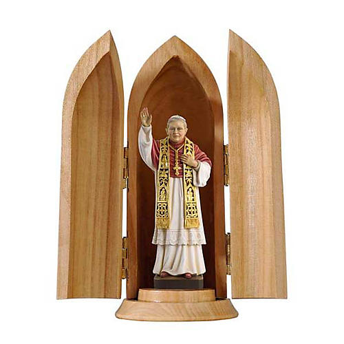 Statua Papa Benedetto XVI in nicchia legno 1